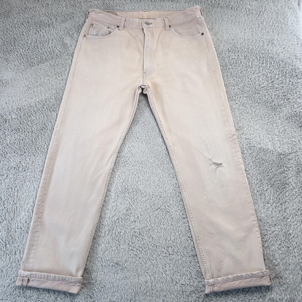 Vintage Levis 501 Jeans‎ Mens 35x32 Faded Pink Y2K Straight Distressed USA Made